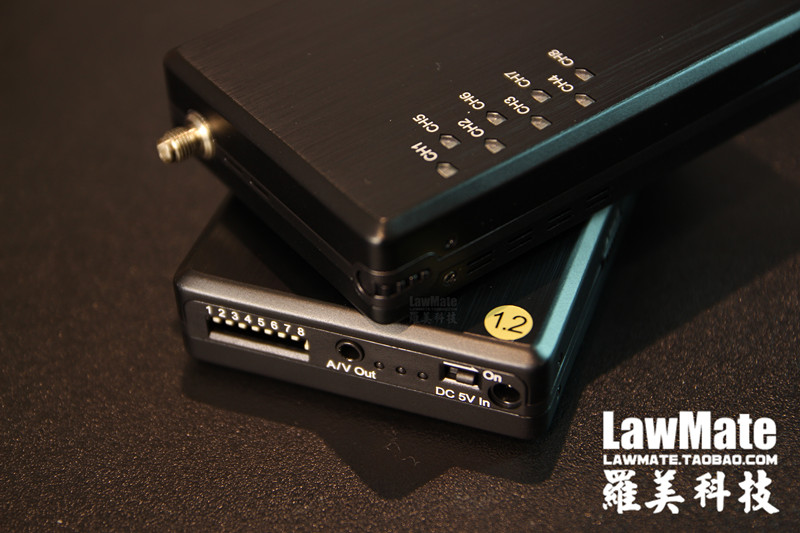 lawmate罗美科技1.2G内置锂电无线音视频接收器8锁频道航拍1W图传
