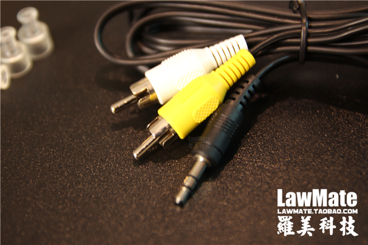 lawmate罗美科技无线接收机音视频输出输入接头AV莲花头转3.5插孔