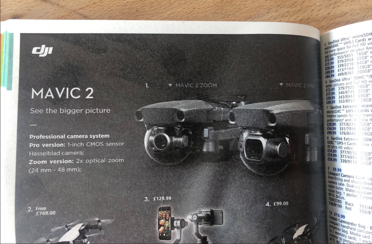 大疆DJI Mavic 2 流出宣传单张，Pro 及 Zoom 两版本更长续航全向避障