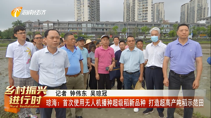 琼海：首次使用无人机播种超级稻新品种 打造超高产吨稻示范田