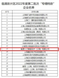 喜报！星逻智能成功入选上海临港新片区2022年度“专精特新”企业名单